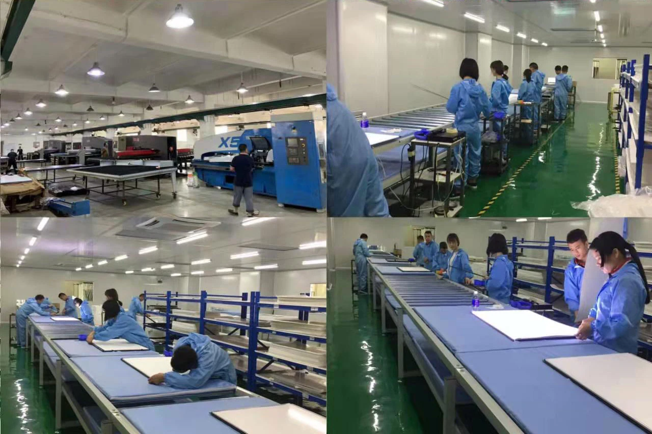 OLED display production and assembly floor image collage