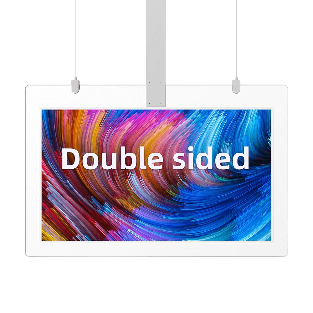 Horizontal double-sided OLED hanging display product render
