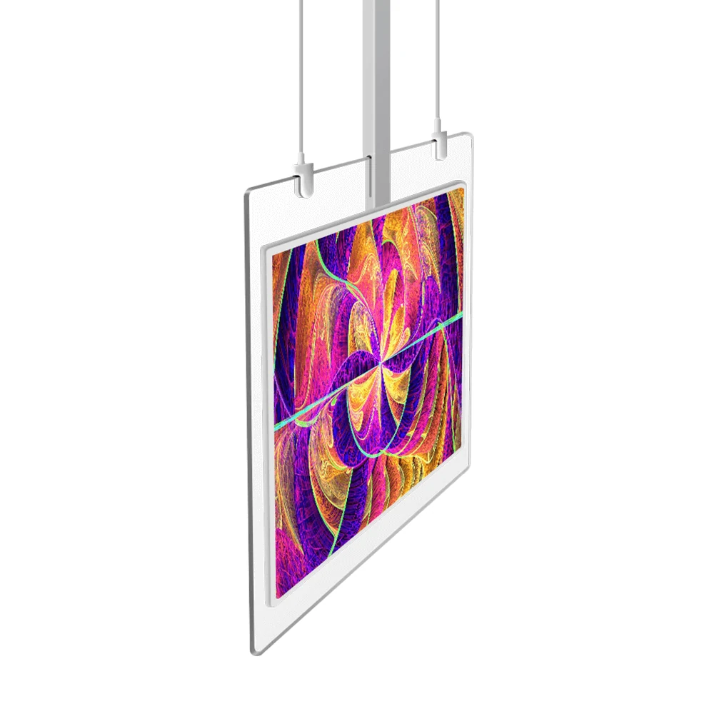 Transparent OLED hanging display angled product render