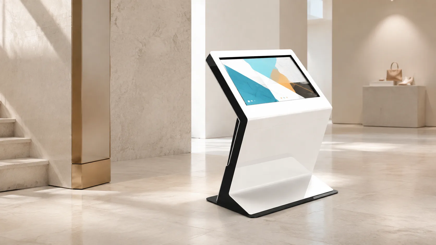 nanopower X PCAP touch kiosk in a premium retail gallery